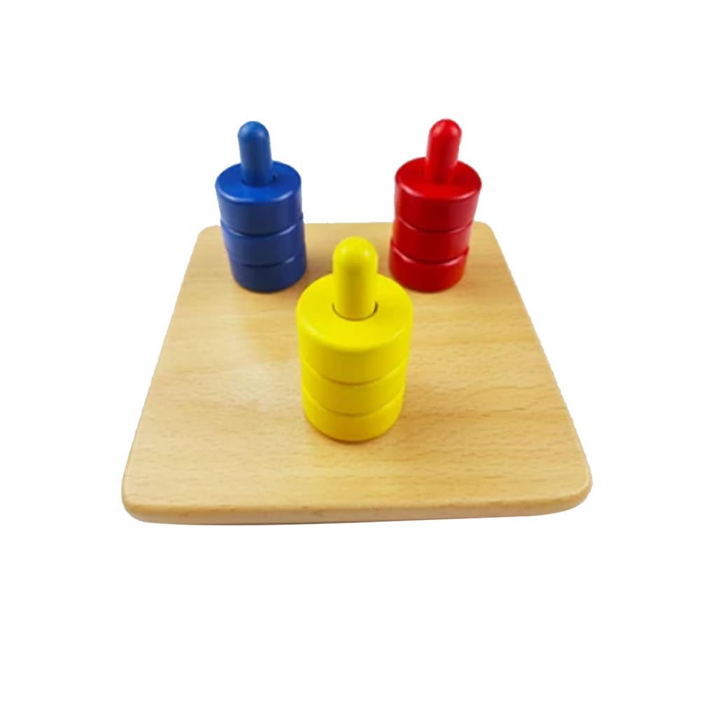 Juguete de apilamiento Montessori de madera con 3 colores para emparejar