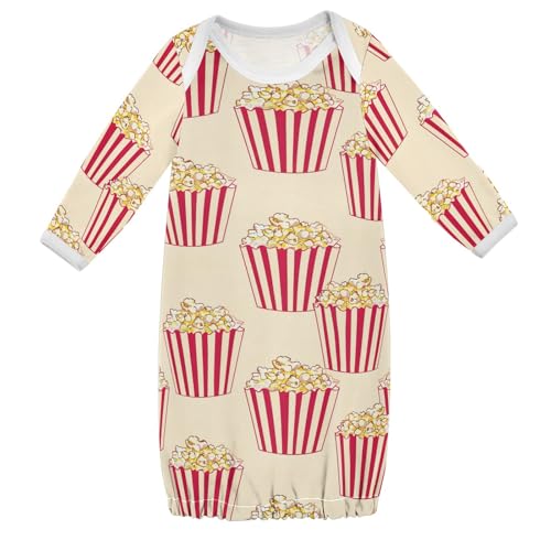 CHIFIGNO 0-3 Months Baby Sleepers Girl Popcorn Cotton Baby Girl Announcement Outfit