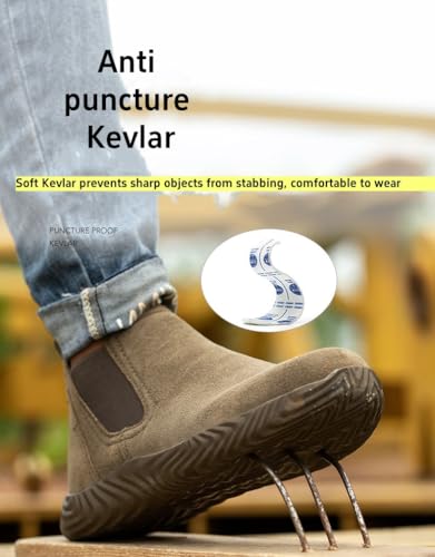 Steel Toe Work Boots for Men,Slip-on Work Boots,Men's Industrial & Construction Shoes,Waterpoof Safety Boots,Non-slip,Comfortable,Lightweight4