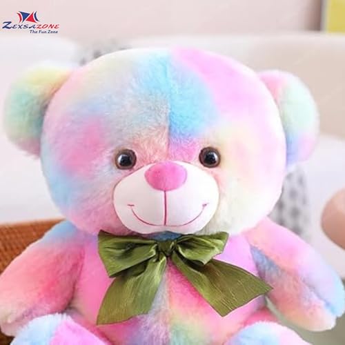 Image of ZEXSAZONE Toy Cute Rainbow Colored Huggable Teddy Bear 32 cm| Plush Soft Toys for Baby | Boys and Girls Kids - Teddy | Plushie Soft Toys for Kids Best Valentine Gift Birthday, Gift (Rainbow)