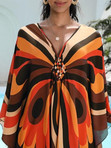 Image of KEYLORTING Plus Size Kaftan Dress Women, African Moo Moo Print Caftan, Batwing Dress, Beach Cover Up for Party and Loungewear