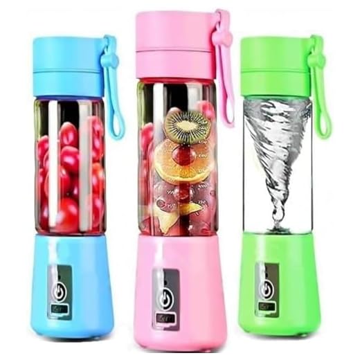 Mini Liquidificador Portatil Mixer Juice Garrafa Portátil Cabo USB 6 Lâminas Shake Coqueteleira Eletrica Sem Fio Squeeze Recarregavel Cores sortidas Premium FastJoy