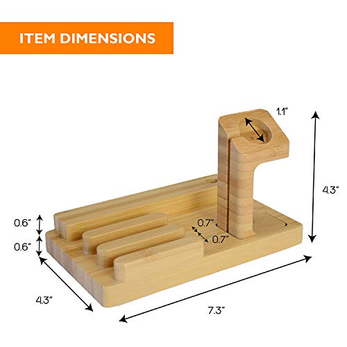 Audiology Bamboo Charging Station Multi Device Charging Station For Phones, Tablets, Watches With Four Usb Ports And Usb Cable #TOP2