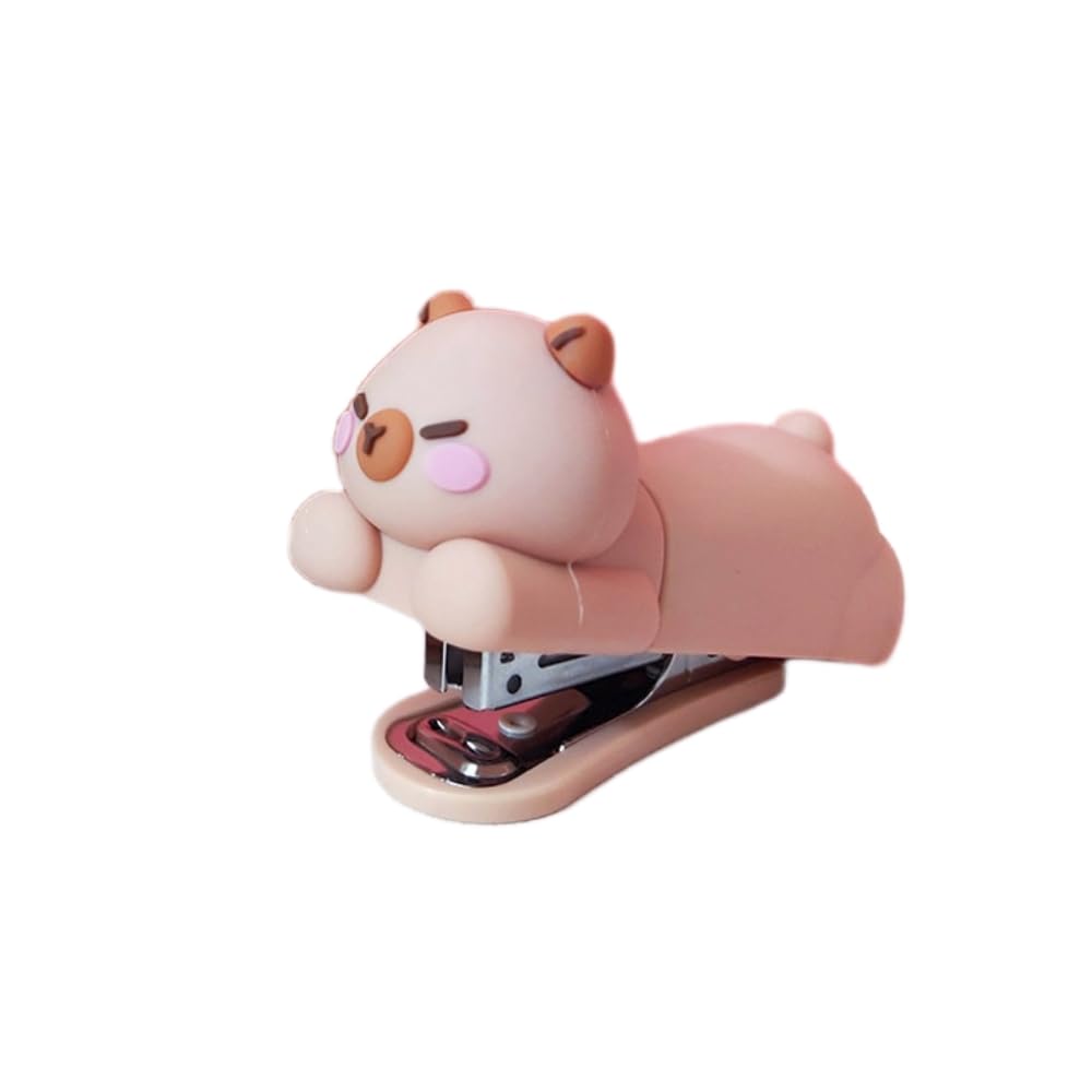 OMEIU Store Mini Effortless Kitty Princess Desktop Staplers Staples No.10 Staples Cute Stapler Gift for Student and Office School Stationary Use (Capybara)
