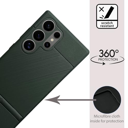 Image of NIUKIN Frosted Leather Shield Pro Soft Back Case for Samsung Galaxy S24 Ultra | Shockproof Scratchproof Cover (Green Titanium)
