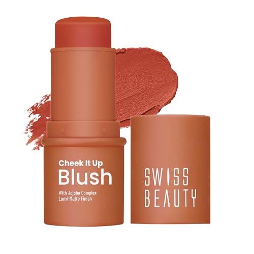 Image of Swiss Beauty Cheek It Up Blush for Cheeks|Lumi-Matte Finish | Lightweight | Easily Blendable | With Jojoba Oil | Shade- Buffed with Rose, 8g