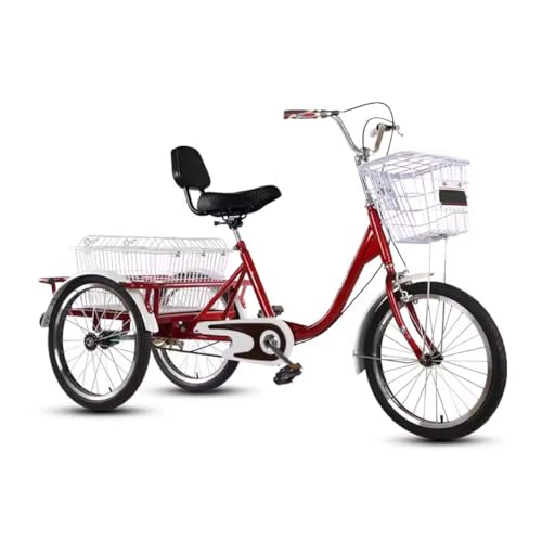 Triciclo, Bicicleta de Tres Ruedas, Triciclo for Adultos 16/20 Pulgadas, Estilo Cruiser, con Cesta, Ideal for IR Compras y Practicar Deportes al Aire Libre (16, Negro)