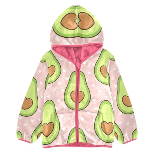 OTVEE Valentine Fruit Avocado Heart Kids Hoodie Jacket Fall Spring Full Zip Warm Outwear Coat