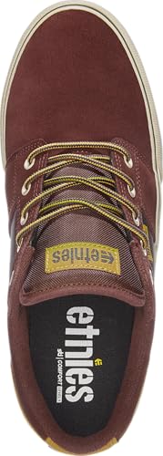 Image of Etnies Barge LS - Classic Skate Look, Slim Vulcanized Silhoutte, Hefty Armored Collar, Reinforced Vulc - Burgundy /Brown - 9