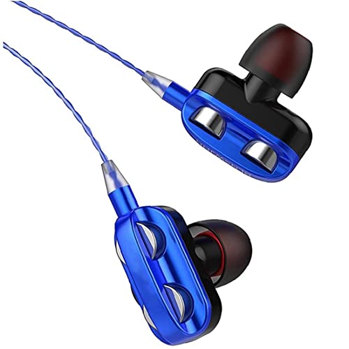 Casque filaire - Casque de sport double stéréo avec microphone - Appareil bleu de 3,5 mm, Métal, Autres pierres précieuses