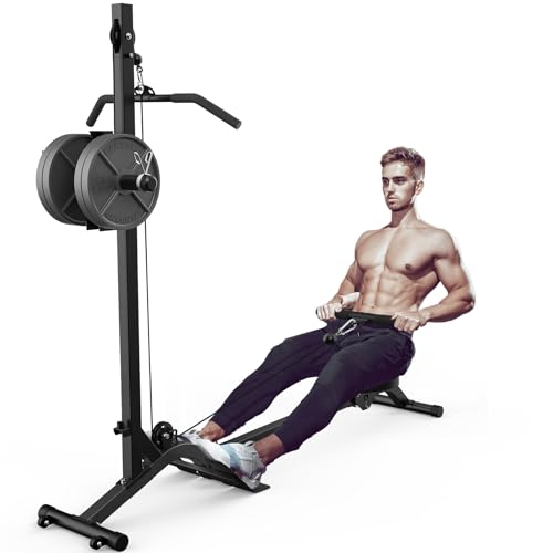 BEKING Foldable Rowing Machine Adjustable LAT Pull Down and Low