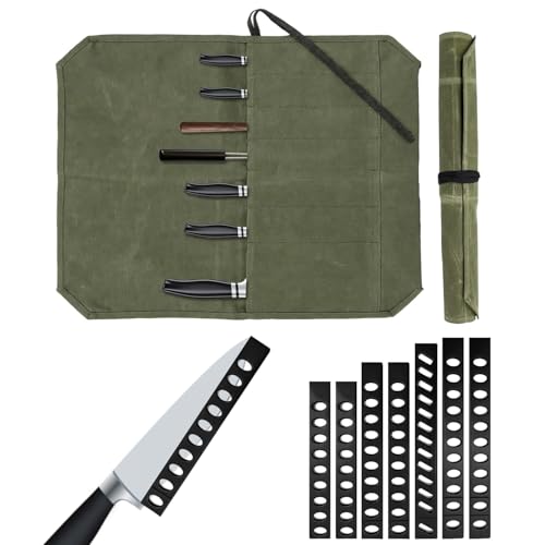 Knife Roll with 7 Pcs Plastic Edge Guard Strips