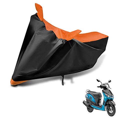 Image of Auto Hub Scooty Cover Compatible with Yamaha Alpha with Mirror Pocket, Dustproof, Heat Resistant, Triple Stitched, Alpha Scooty Cover- Black, Orange