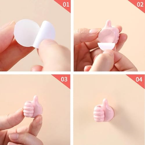 Image of 10 Pack Silicone Thumb Wall Hooks Multicolor Self Adhesive Nail-Free Utility Hooks Multipurpose Cable Organizer Clips Key Hanger Desk Wire Management Decorative Thumb Shape Holder