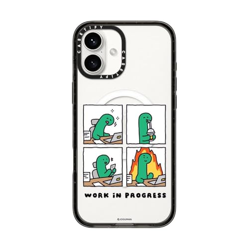 CASETiFY �C���p�N�g iPhone 16 Plus �P�[�X [MagSafe�Ή�/���^ �y��/�ϏՌ�] - Work in Progress - �u���b�N