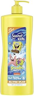 Suave Kids 2in1 Shampoo & Body Wash for Kids Nickelodeon Spongebob Dermatologist-Tested and Tear-free, Strawberry, Yellow, 28 Fl Oz