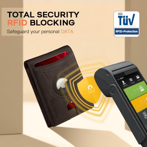 RUNBOX Airtag Wallet for Men 15 Cards Wallets Slim Rfid Leather 2 ID Window With Gift Box4
