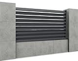 ALU Gartenzaun, Sichtschutz, Aluminium Sichtschutzzaun, Lamellen, Windschutz, Lamellenzaun, Windschutzzaun, Komplettset, 2 m Länge, Anthrazit, Modern (Natural, 120 cm Höhe (11 Lamellen))
