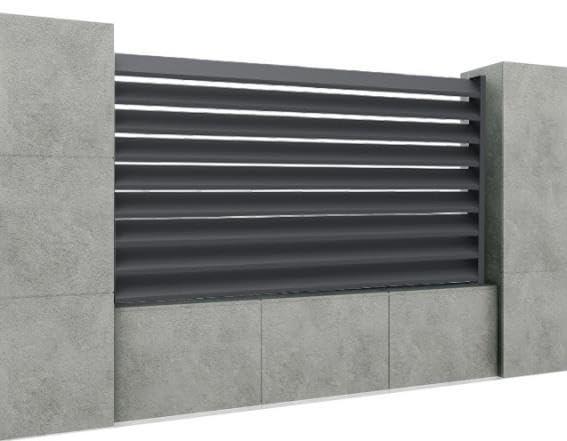ALU Gartenzaun, Sichtschutz, Aluminium Sichtschutzzaun, Lamellen, Windschutz, Lamellenzaun, Windschutzzaun, Komplettset, 2 m Länge, Anthrazit, Modern (Natural, 120 cm Höhe (11 Lamellen))