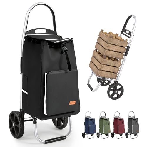 Sekey Einkaufstrolley klappbar, 50L Einkaufstasche mit Kühlfach, Aluminiumrahmen,…