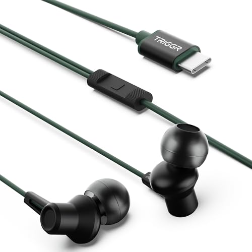 Image of Zing Type-C Wired Earphones with HD Mic, BassXpand Technology, 13mm Dynamic Drivers, IPX4 Water Resistant, Magnetic Earbuds, in-Line Controls, 1.2m Cable - Combat Green