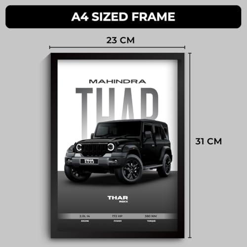 Image of Funk You Store Thar Poster | Framed Thar Roxx A4 Sized (31 x 23 cm) | Black SUV Frames for Wall, Gift for Boys | Car Frames for Wall, Bedroom, Hostel, Study Room, Dorm (F 175)