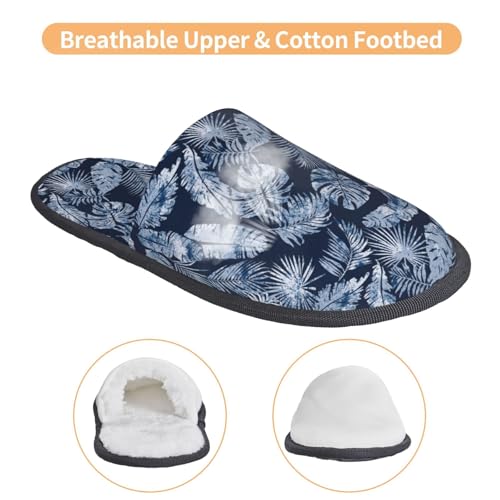 Tropical Leaves Print Women Slippers Home Furry Shoes Keep Men Couples Shoes Warm For Women-4