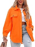 Panadila Women's Fleece Button Down Shacket Oversized Long Sleeve Jacket Warm Sherpa Coat with Pocke