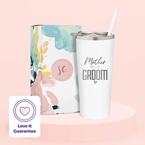 Sassycups Mother Of The Groom Cup | Engraved Vacuum Insulated Stainless Steel Tumbler With Straw For Groom's Mom | Engagement Gifts | Mother Of The Groom Gifts| Bridal Party Travel Mug #TOP6