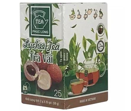 Phuc Long Lychee Black Tea Teabag (25s x 2g) 50g - Lychee tea is marinated from black tea and extracted from natural litchi flavor