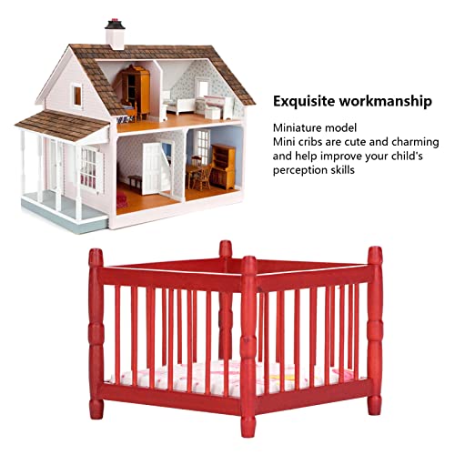 SUNGOOYUE 1:12 Mini Krippe Puppenhaus, Simulation Runde Ecke Puppenhaus Krippe Schlafzimmer Modell mit Matratze… – Bild 5