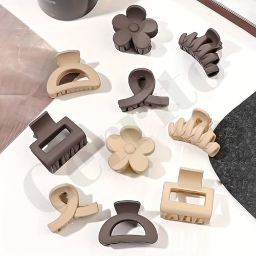Image of Cerrito Small Hair Claw Clips for Women & Girls - Matte Nonslip Clamps with Strong Hold for Thick & Thin Hair, Neutral Mini Hair Accessories for Everyday Styling (12 Pcs, Multicolor)