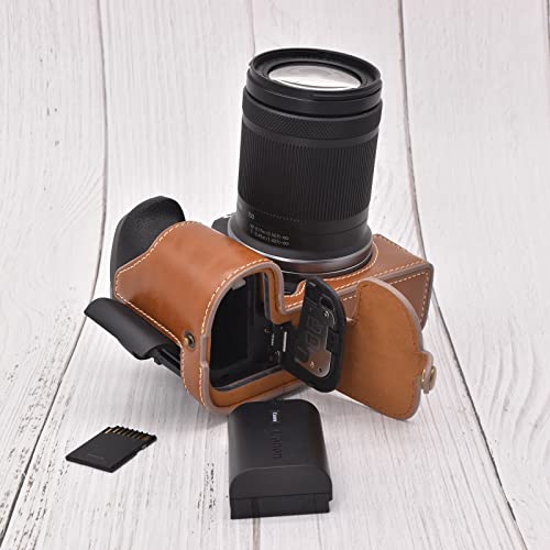 Funda Rieibi para Canon EOS R7 en cuero PU marrón miniatura 7