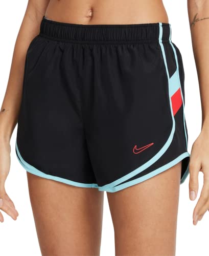 Nike Pantalones cortos Dri-Fit Tempo para mujer, Negro/Chile Red/Copa, S