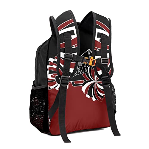Personalized Custom Cheerleader Black Dark Red Backpack Lightweight Travel Hiking Causual Bag With Name3