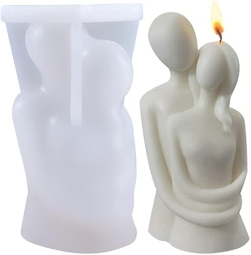 Cestony Moldes de silicona con forma de amante en 3D para hacer velas, pilar de resina, velas de aromaterapia, cera, jabón, flores, espécimen de