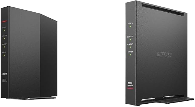 Buffalo WiFi Router, Wireless LAN Wi-Fi 6, 11ax, AX3000, 2,401+573Mbps, Japanese Manufacturer, Black, WSR-3000AX4P/NBK + WiFi Router, Wireless LAN Wi-Fi5, 11ac ac1200, 866+300Mbps, IPv66 WPA3 dual