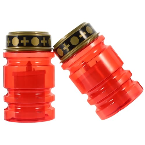 Zerodeko Candele LED Religiose senza Fiamma 2 Pezzi Rosso Irregolare Luce Calda per Cimitero e Chiesa Lampade da Esterno Sicure per Preghiera e Decorazioni Ambientali