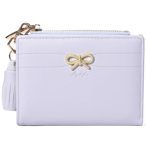 Stylifeo Bow Wallet Card Holder Coin Purse for Women (Bi-Fold, Purple)