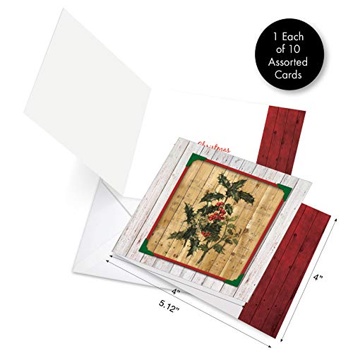 Image of Best Card Co 10 Christmas Boxed Cards Holly Berry MQ5549XSG-B1x10