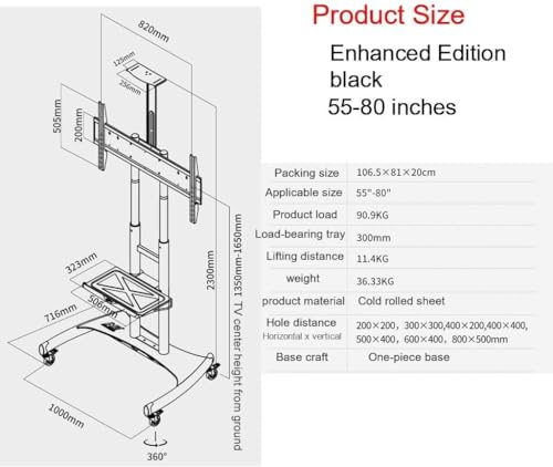 Soporte móvil para TV con altura ajustable y giro universal miniatura 6