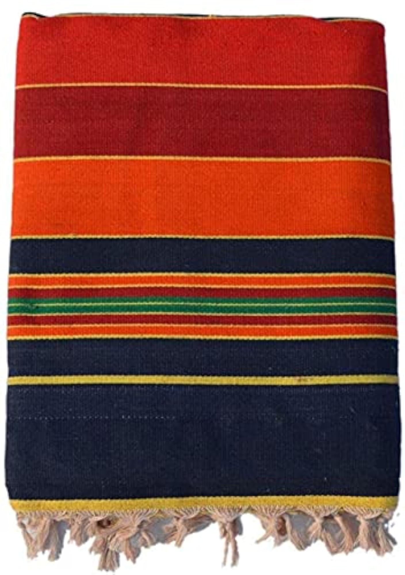 Striped Satranji Rug, Multicolour, Cotton, 7.5 Ft x 5 Ft