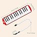 EastRock 32 Key Melodica Instrument Keyboard Soprano Piano Style with Mouthpiece Tube Sets and Carrying Bag for Beginners Adults Gift Red