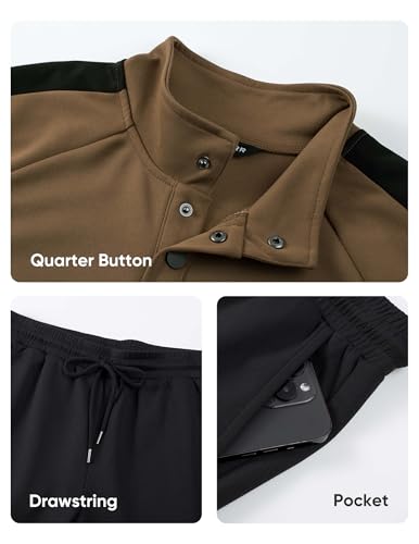 JMIERR Men's 2 Piece Casual Outfits Quarter Button Lightweight Sweatshirt Tracksuit & Joggers Sweatpants Sweatsuit Set4