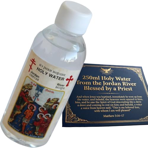 Blessed by Priest Certified Design Sealed Holy Water Bottle - Authentic From Jordan River for Baptism - Premium Water Bottle - Sacred for Spiritual Use (1 One Bottle)