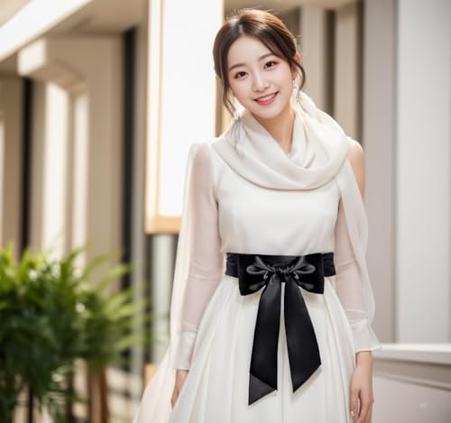 Women Wedding Satin Sash Belt 4'' Wide Double Side Chiffon Sash Bridal Waist Belts4