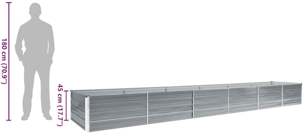 vidaXL Galvanized Steel Large Durable Raised Bed Raised Bed in Gray