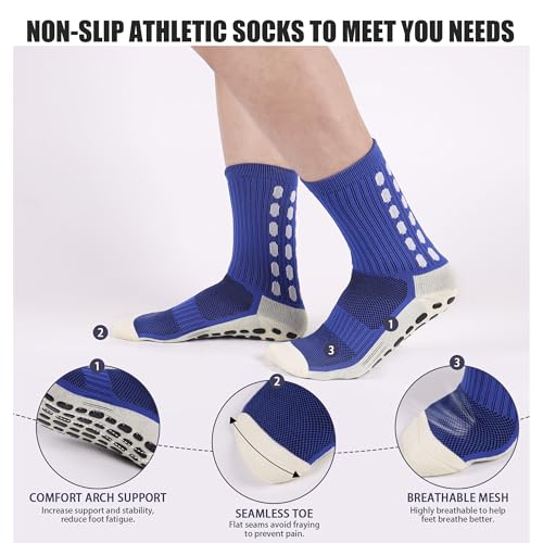 2 Set Grip Soccer Socks and Shin Guard Sleeves Non Slip Soccer Sleeve Socks for Men Women3
