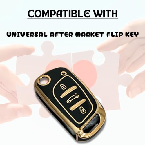 Image of Soft TPU Premium Car Key Cover Compatible with Xhorse B11 DS Model Universal Remote Flip Key Covers (Black with Golden)