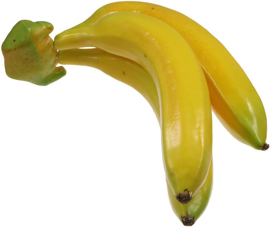 Pokinge Artificial Bananas, 3 Heads Fake Bananas Artificial Banana Bunch Simulation Fruit Decorative Realistic Food Model for Home Kitchen Photography Props Party Decor